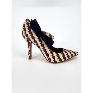 Tory Burch Cherry Print Cloth Pumps with Bow Accent Women's Size 6M